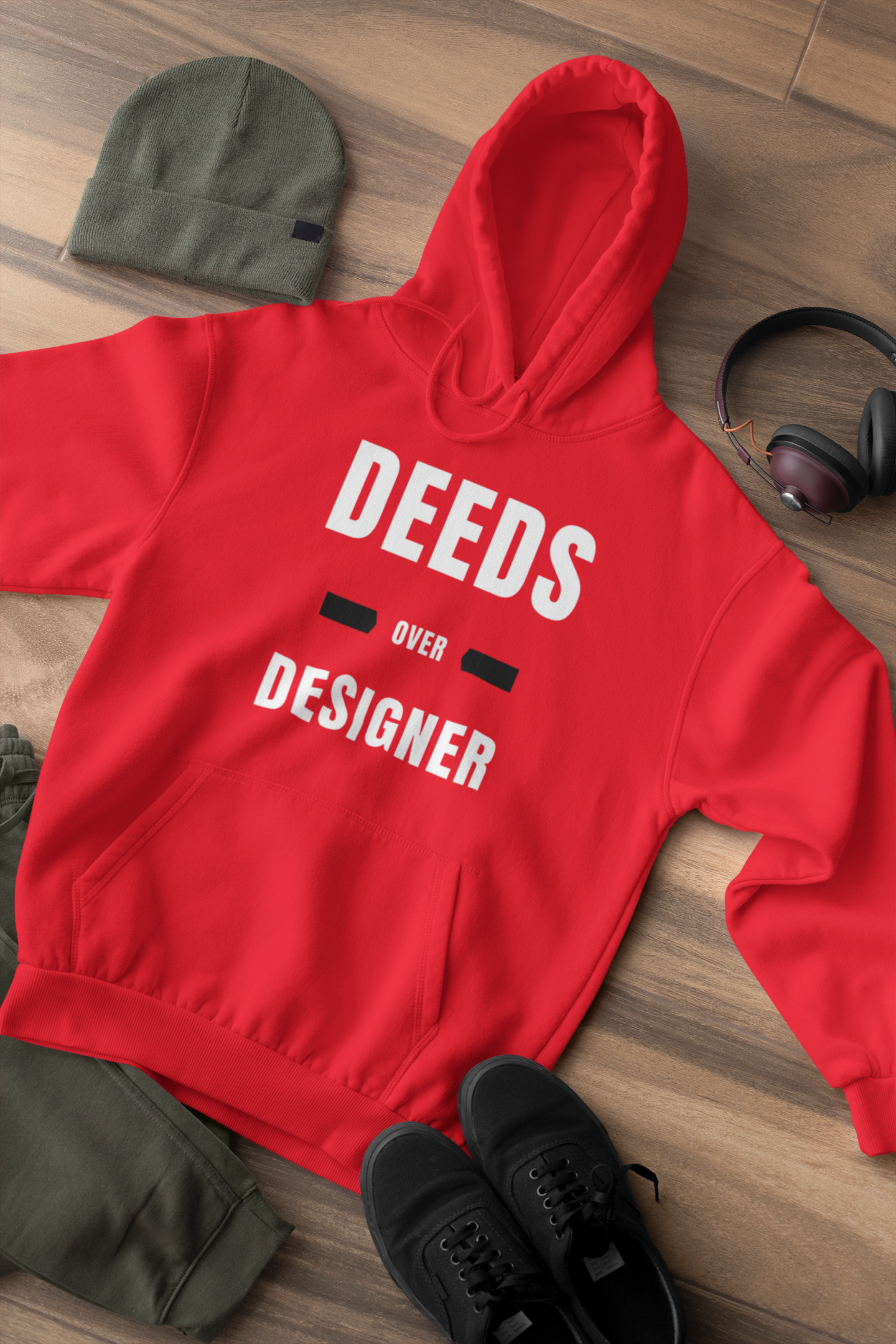 Deeds Over Designer Hoodie (only)