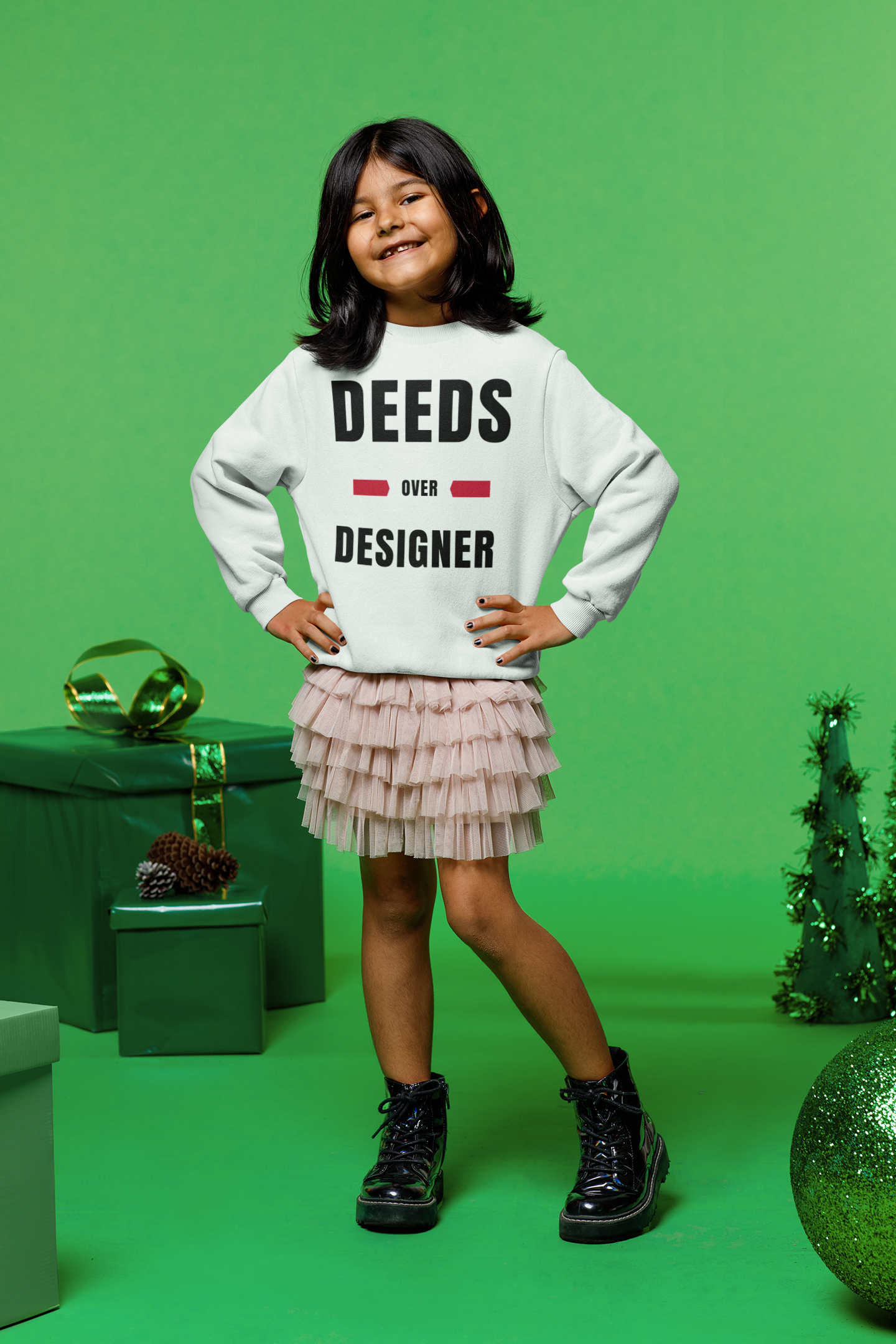 Deeds Over Designer Kids Sweatshirt